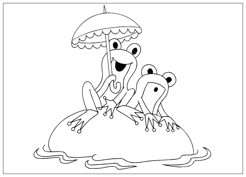 Coloring page - Funny Frogs