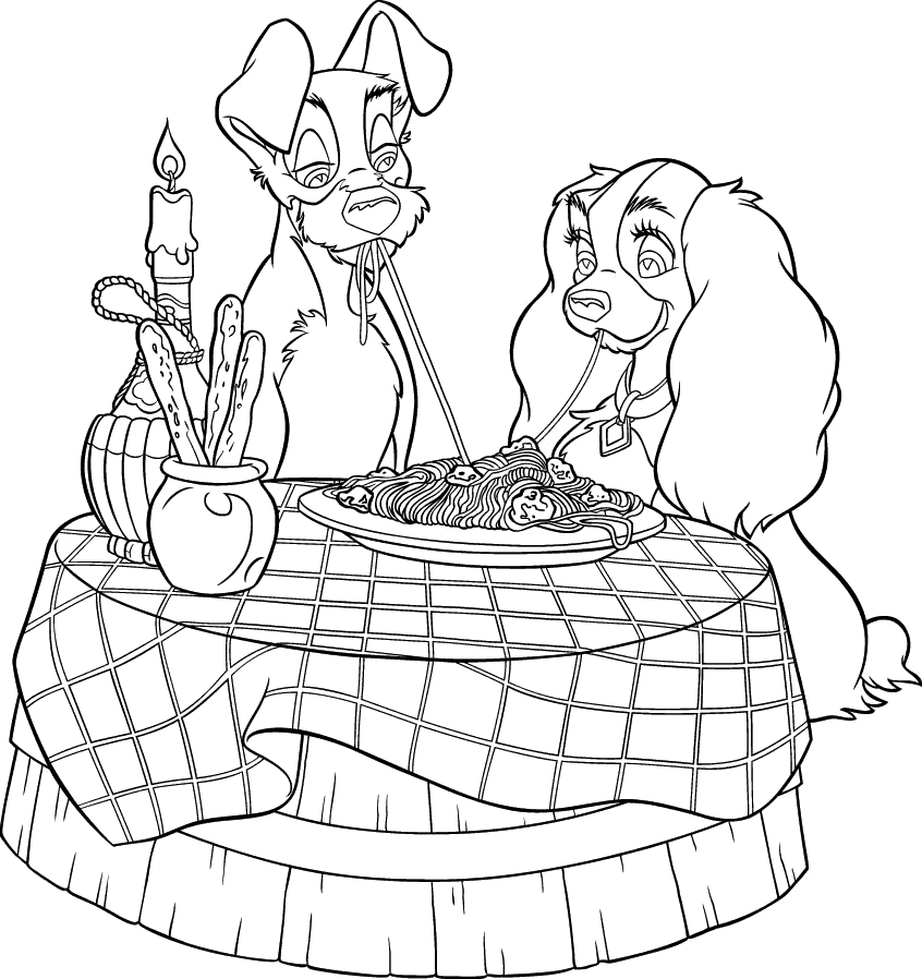 Coloring page - Romantic dinner