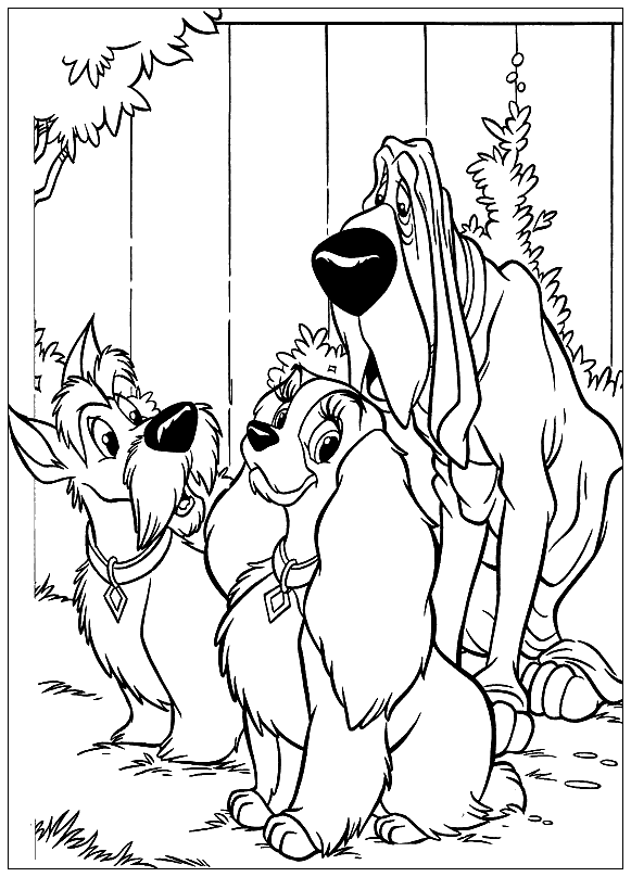 Coloring page - Lady, Tramp and Boris
