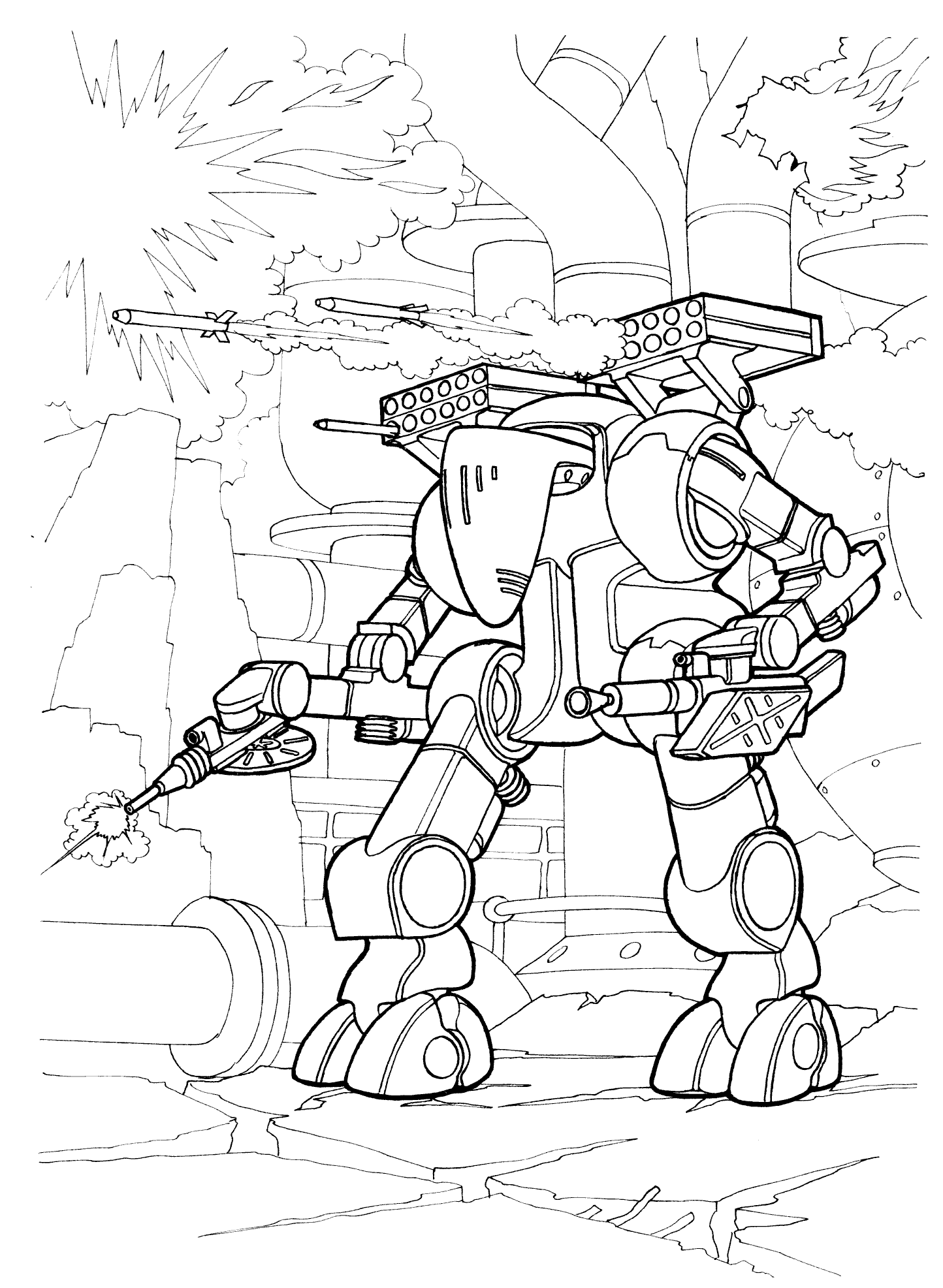 robot war coloring wars futuristic