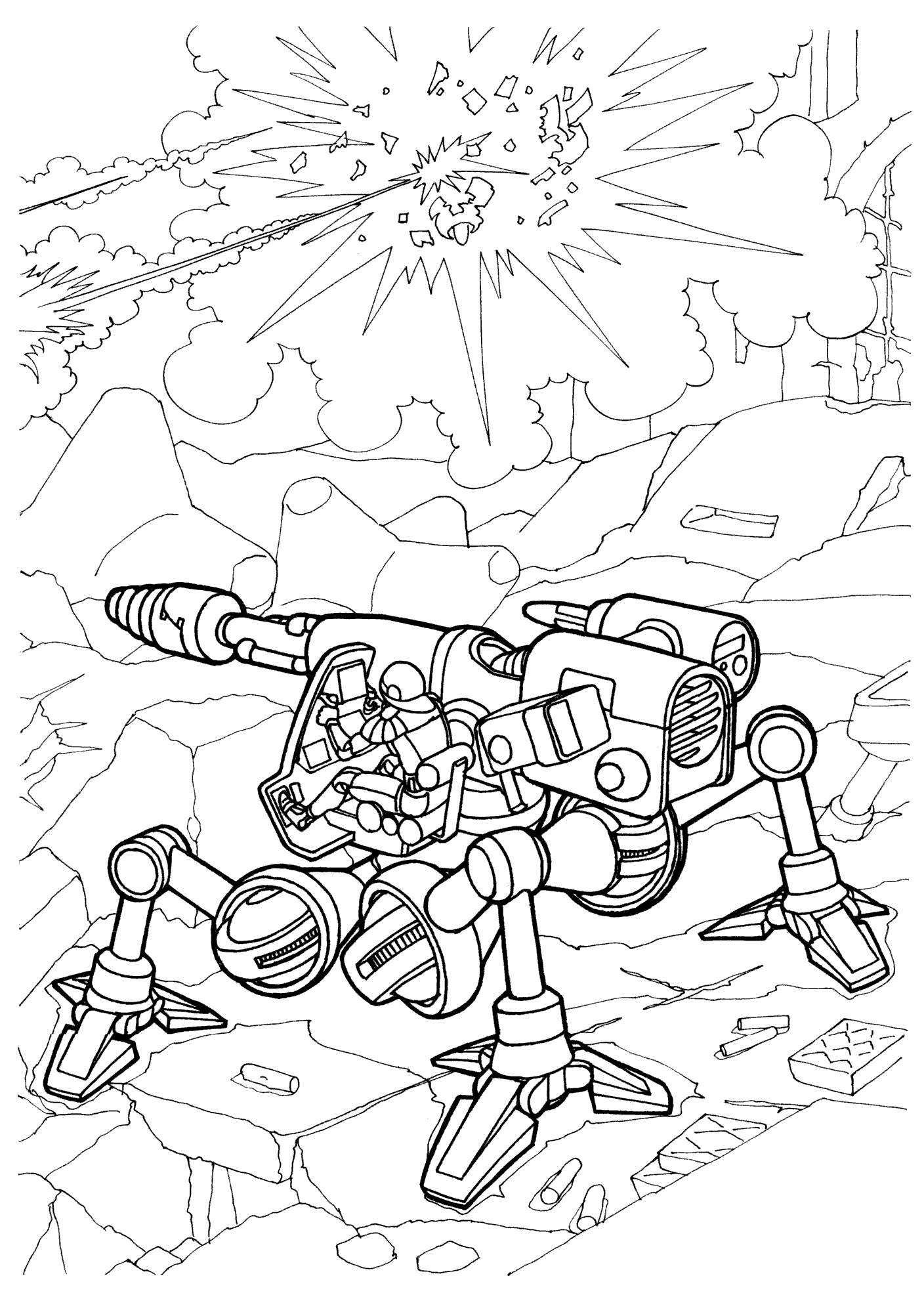 Coloring page - Walking Robot