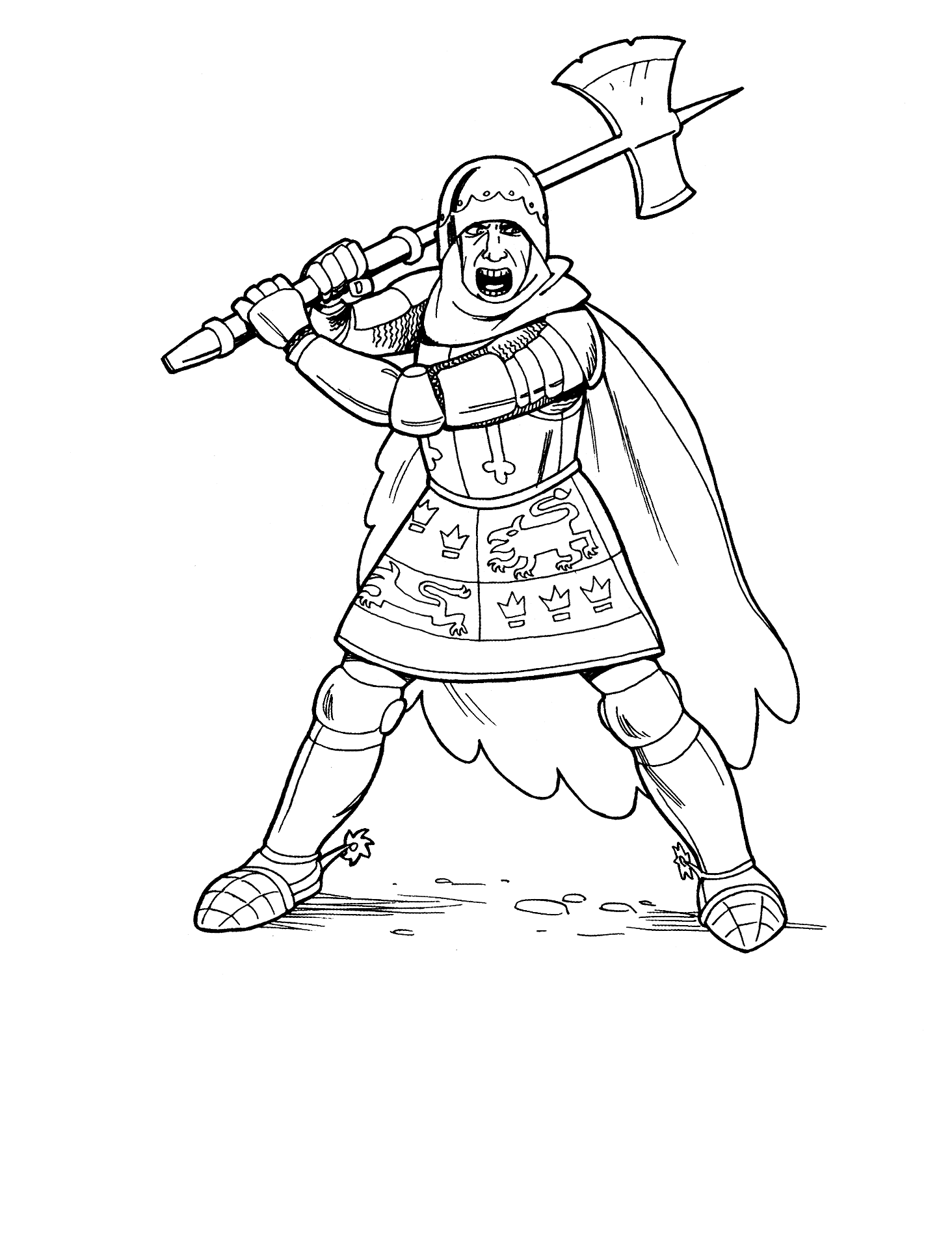 Coloring page - Knight with ax