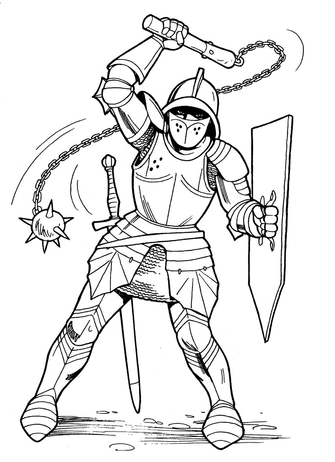 Coloring page - Knight with mace
