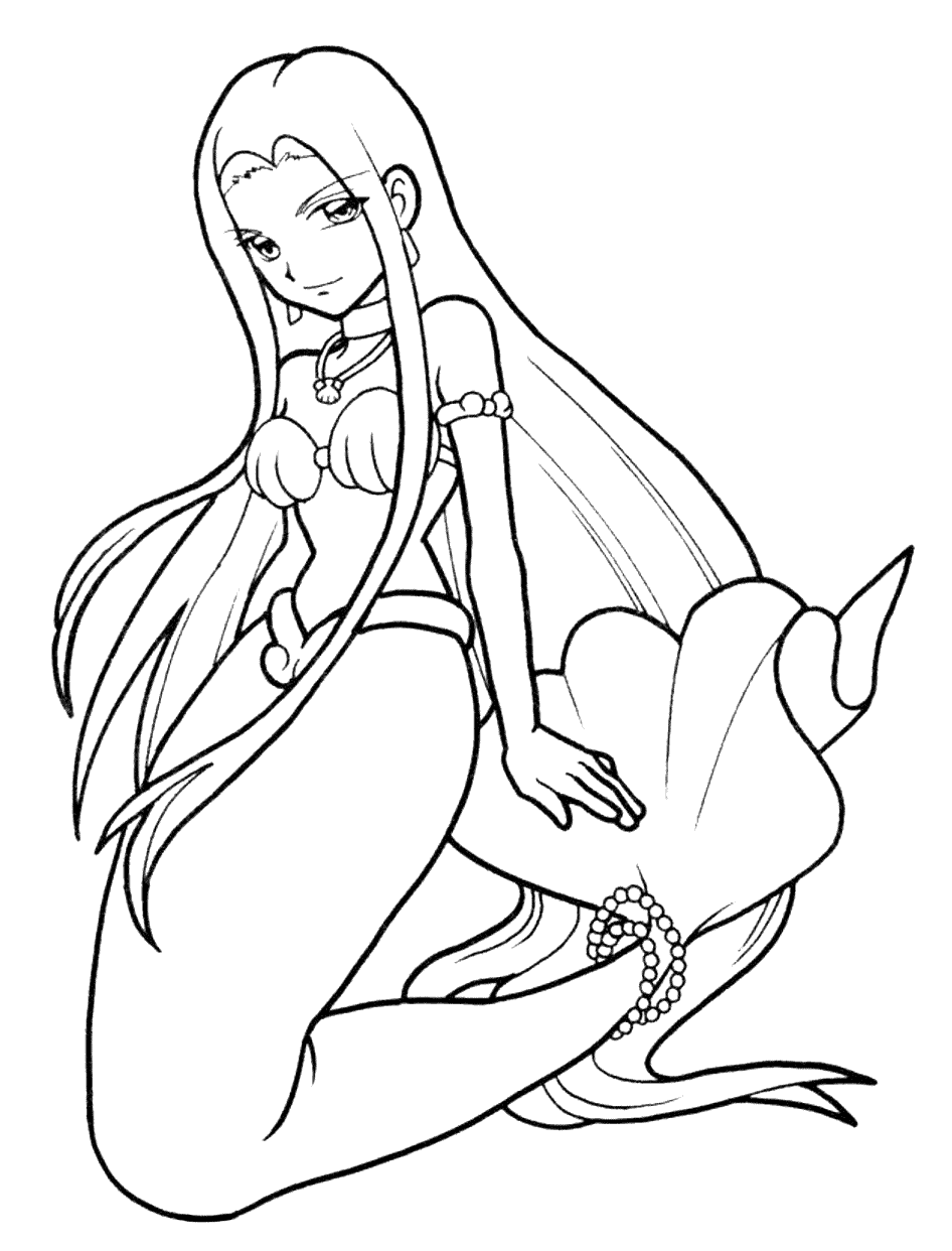 Coloring page   Mermaids and necklaces