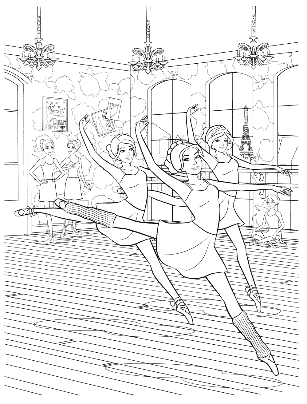 542 Cartoon Barbie Ballerina Coloring Pages for Kids