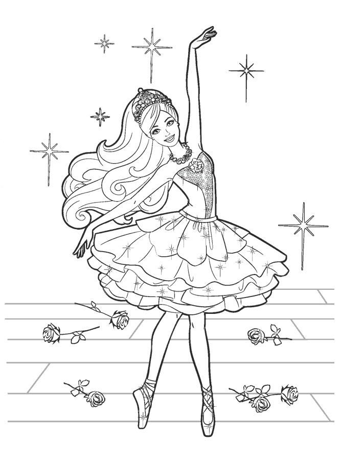 Coloring page - Ballet dancer on stage