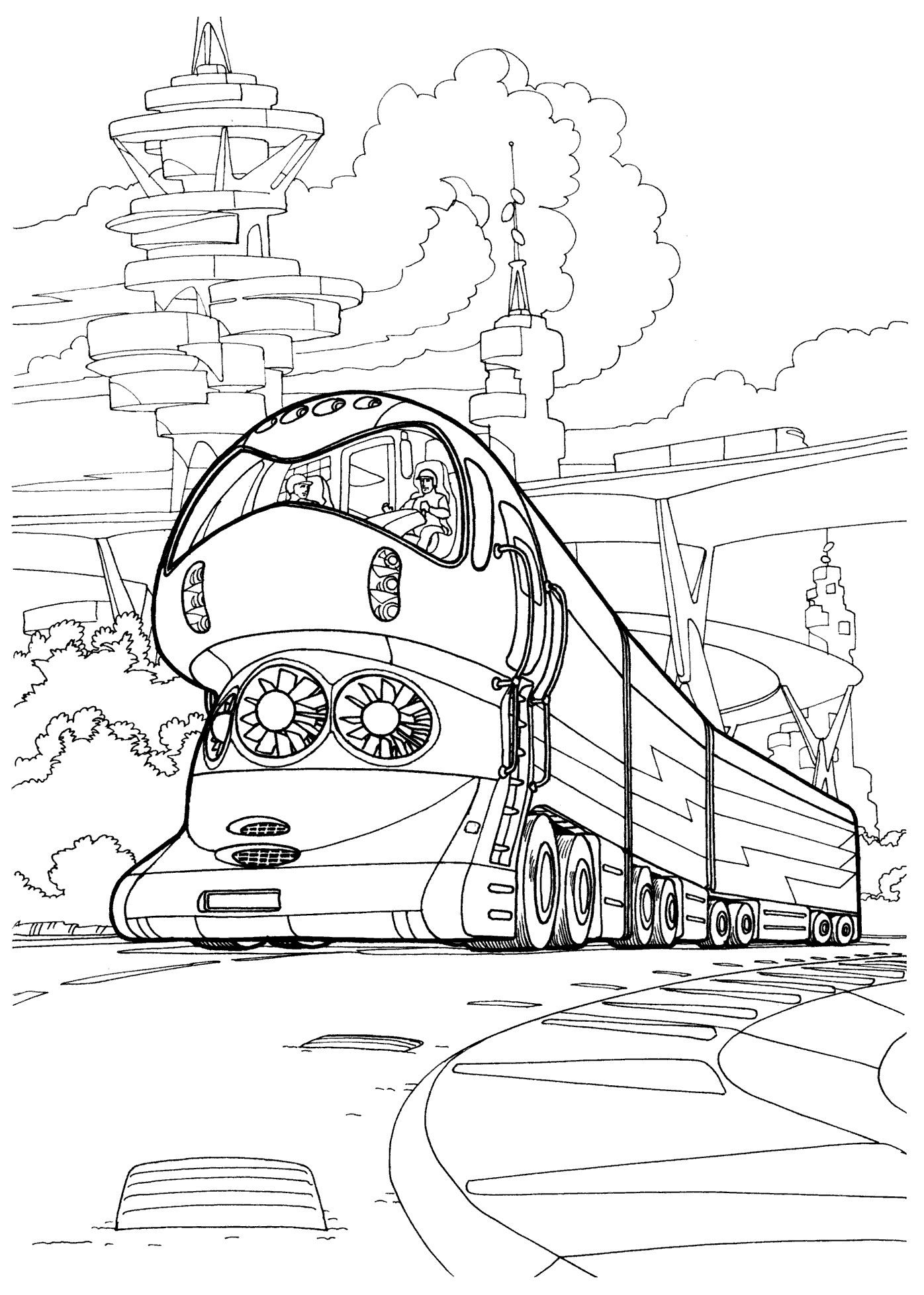 Coloring page - The high-tech train