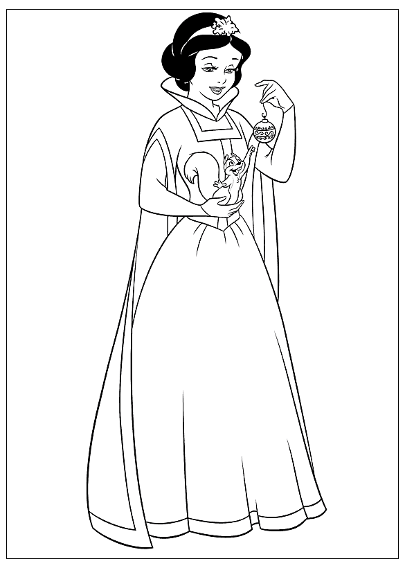 Coloring page - Snow White and Squirrel