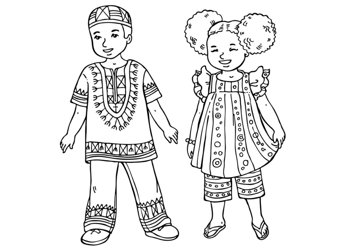 Coloring page - African children