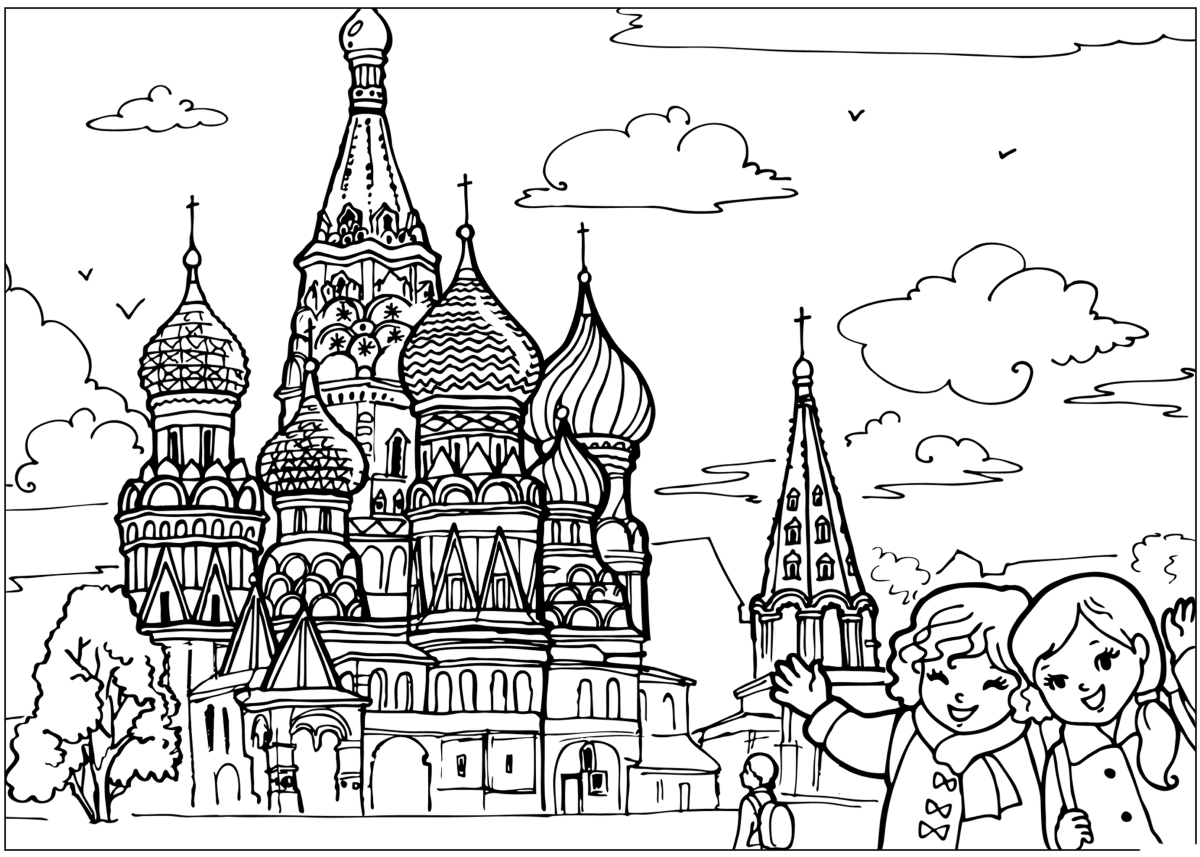 Coloring page - The temple in the Kremlin