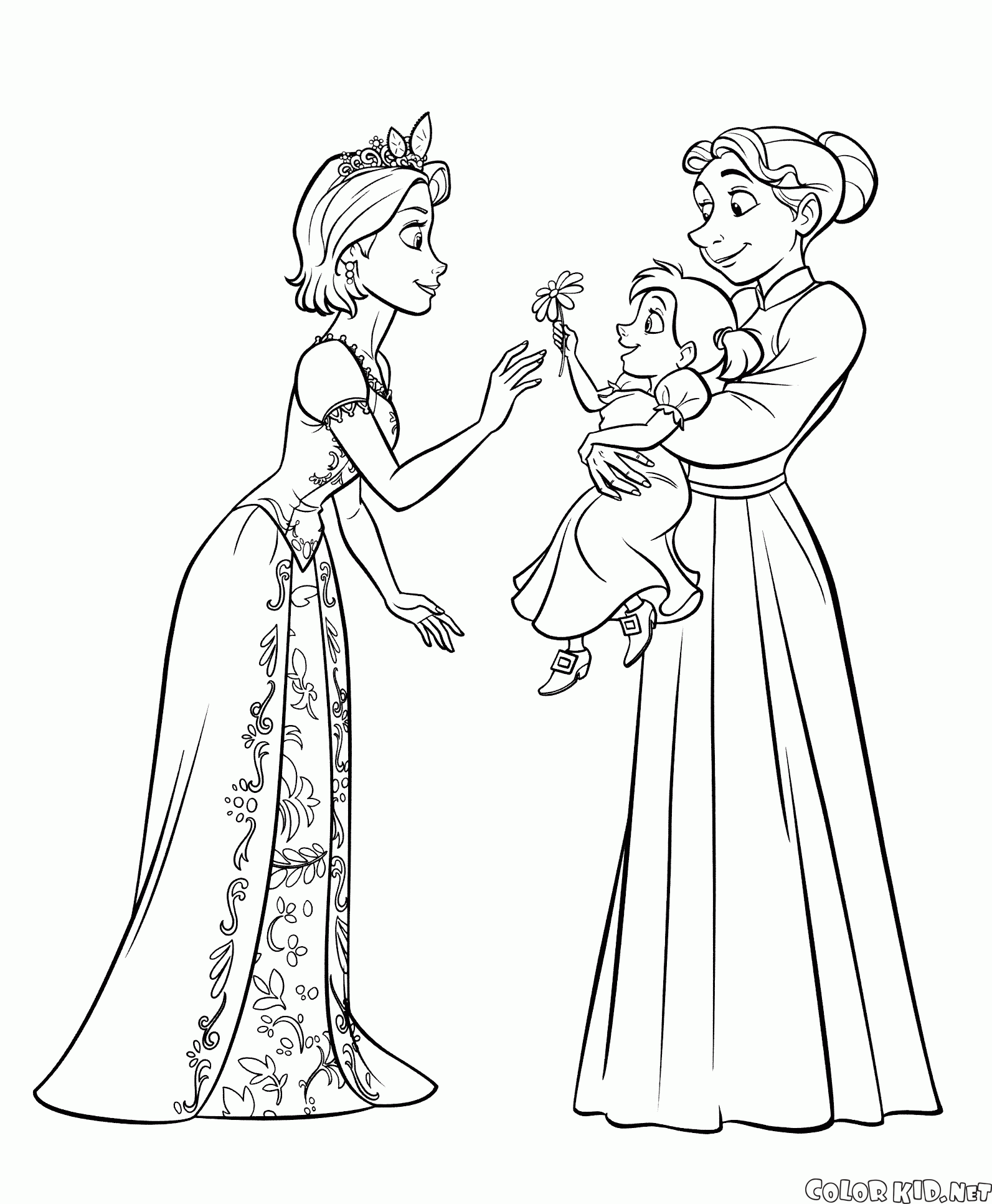 Coloring page - Meeting Flynn and Rapunzel