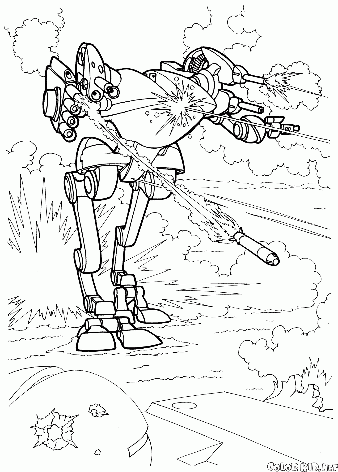 Coloring page - Big War Robot