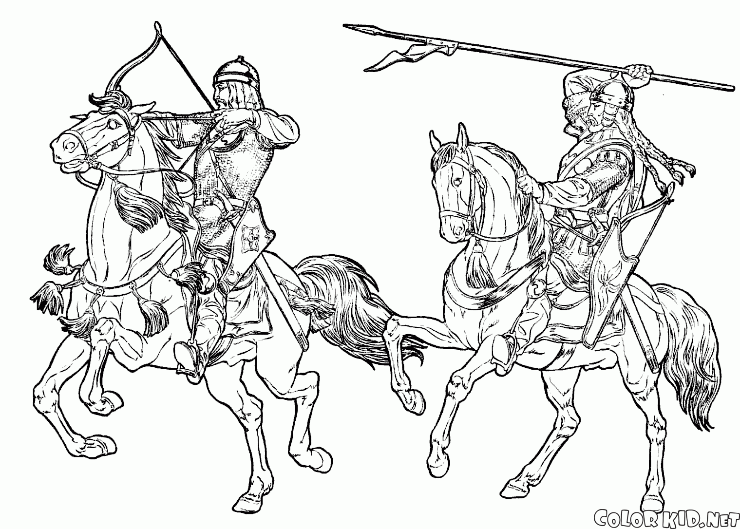 Coloring page - Horse riders