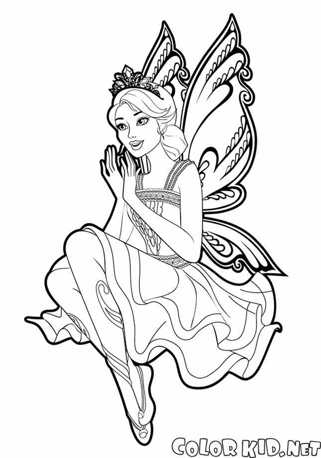 Coloring page - Butterfly-Fairy dancing