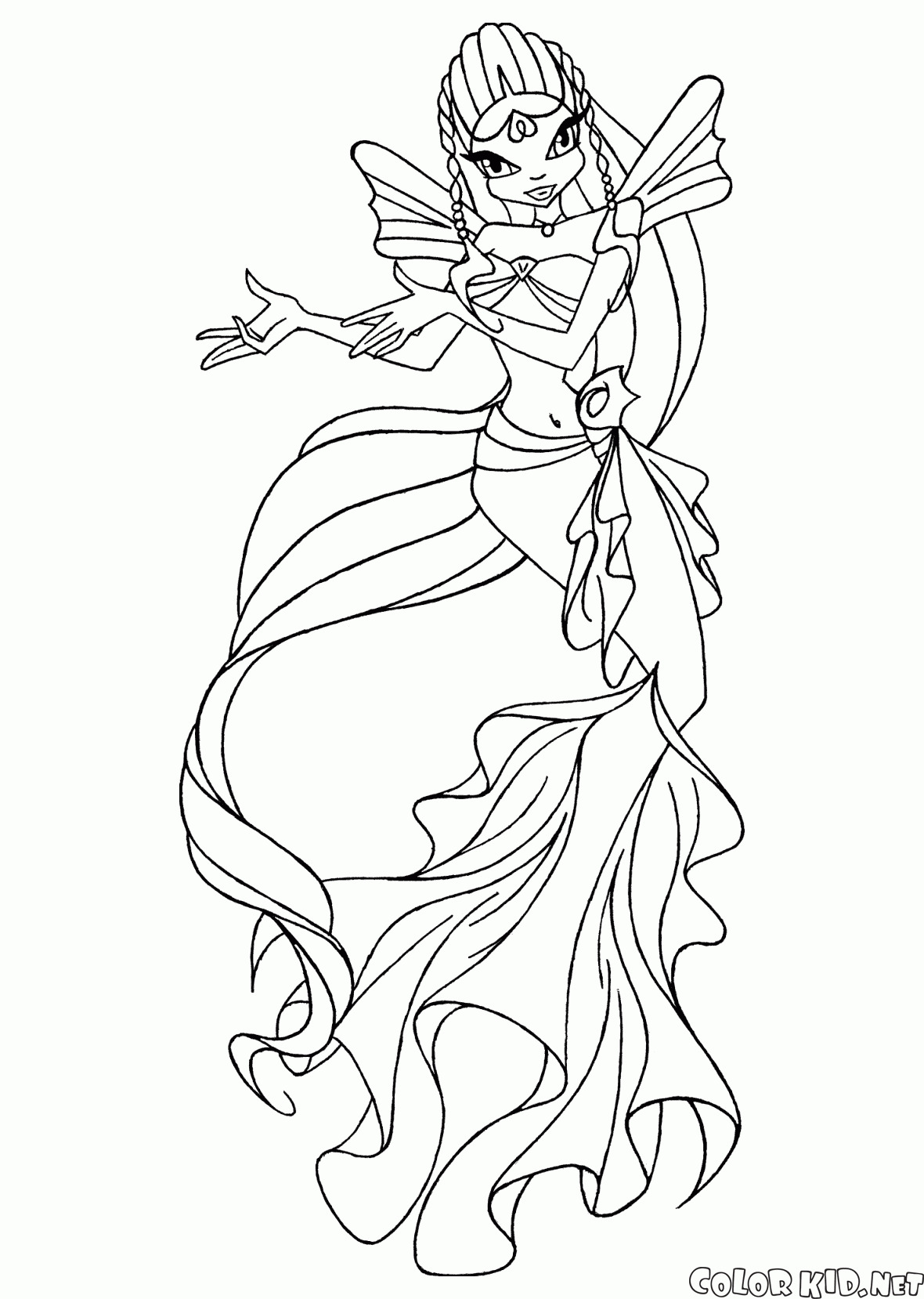 Coloring page - Mermaid and seahorse