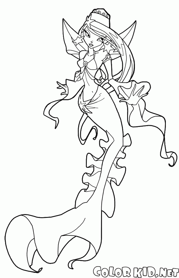 Coloring page - Mermaid sitting on a rock