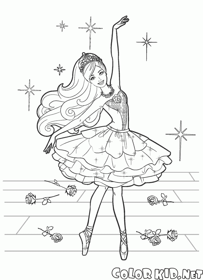 Coloring page - Ballerina in a modest dress