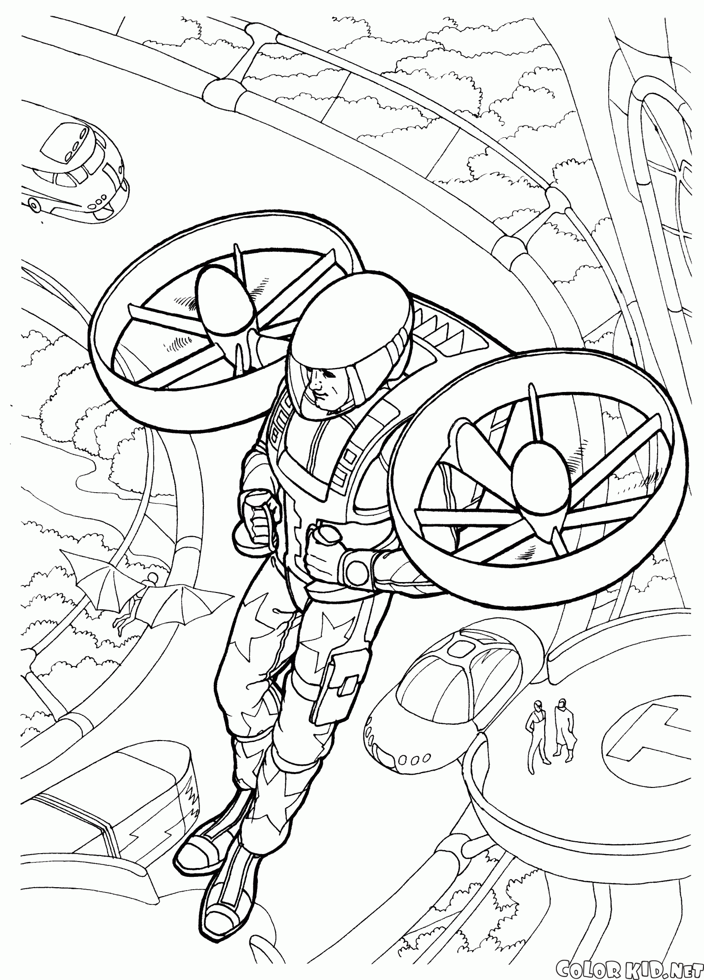 Coloring page - Walking police equipment
