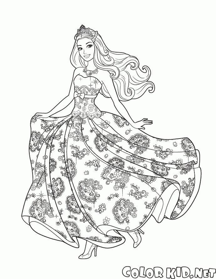 Coloring page - Barbie in a wedding dress