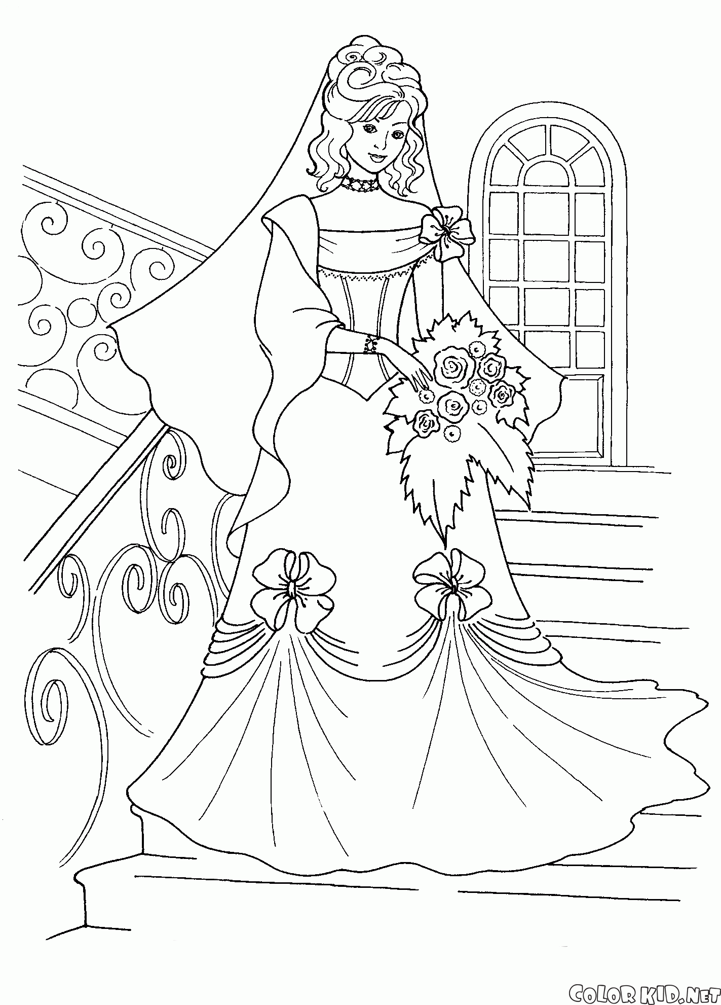 Coloring page Bride on stairs