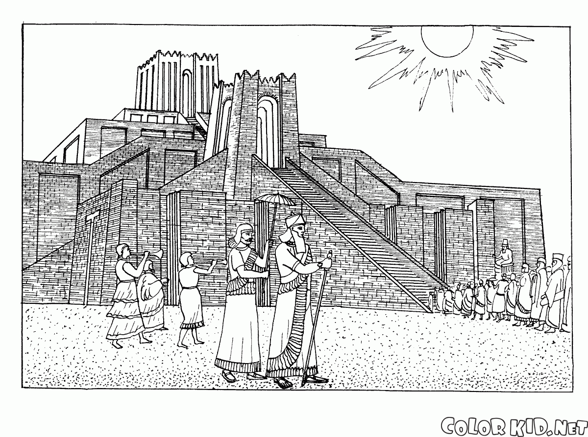 Coloring page - Ziggurat of the moon god