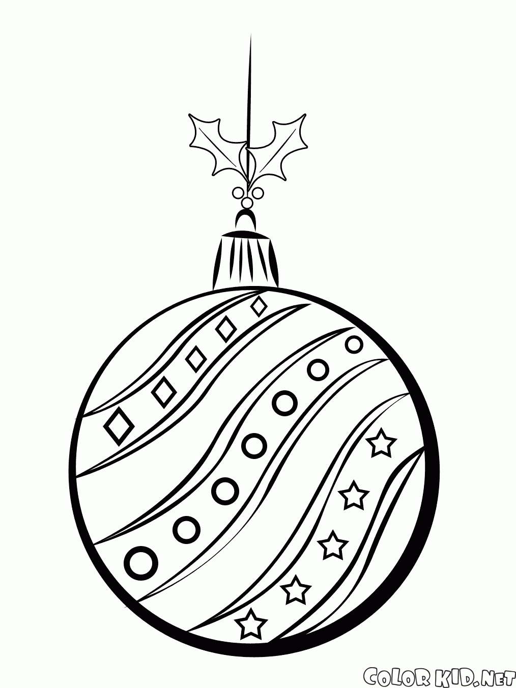 Coloring page - Christmas tree ball on a string