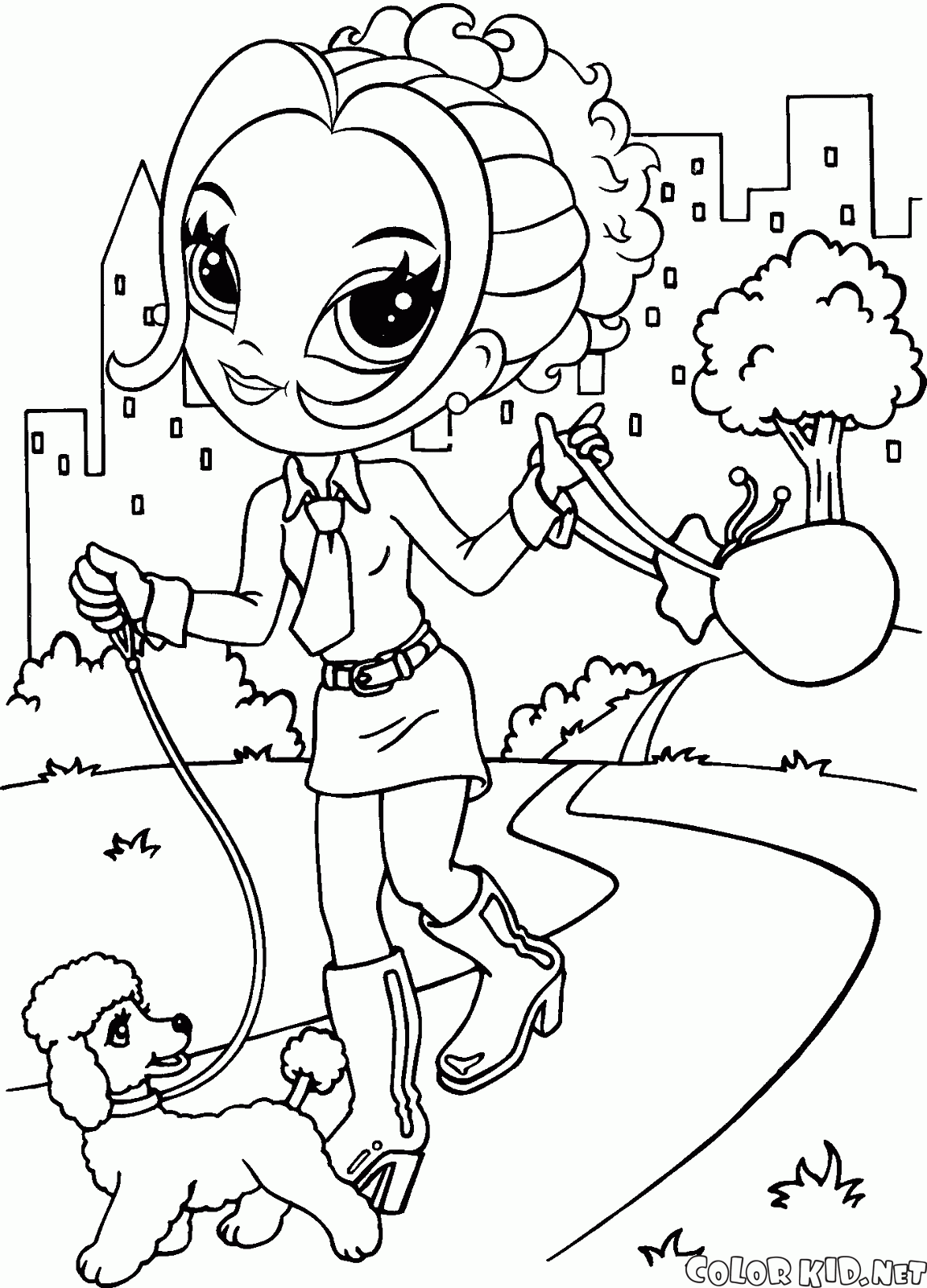 Coloring page Lisa Frank Glamour Girl