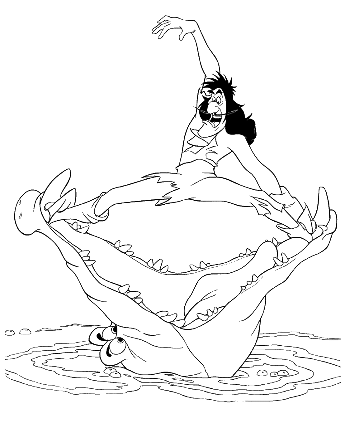 Coloring page - Captain Hook and the Crocodile