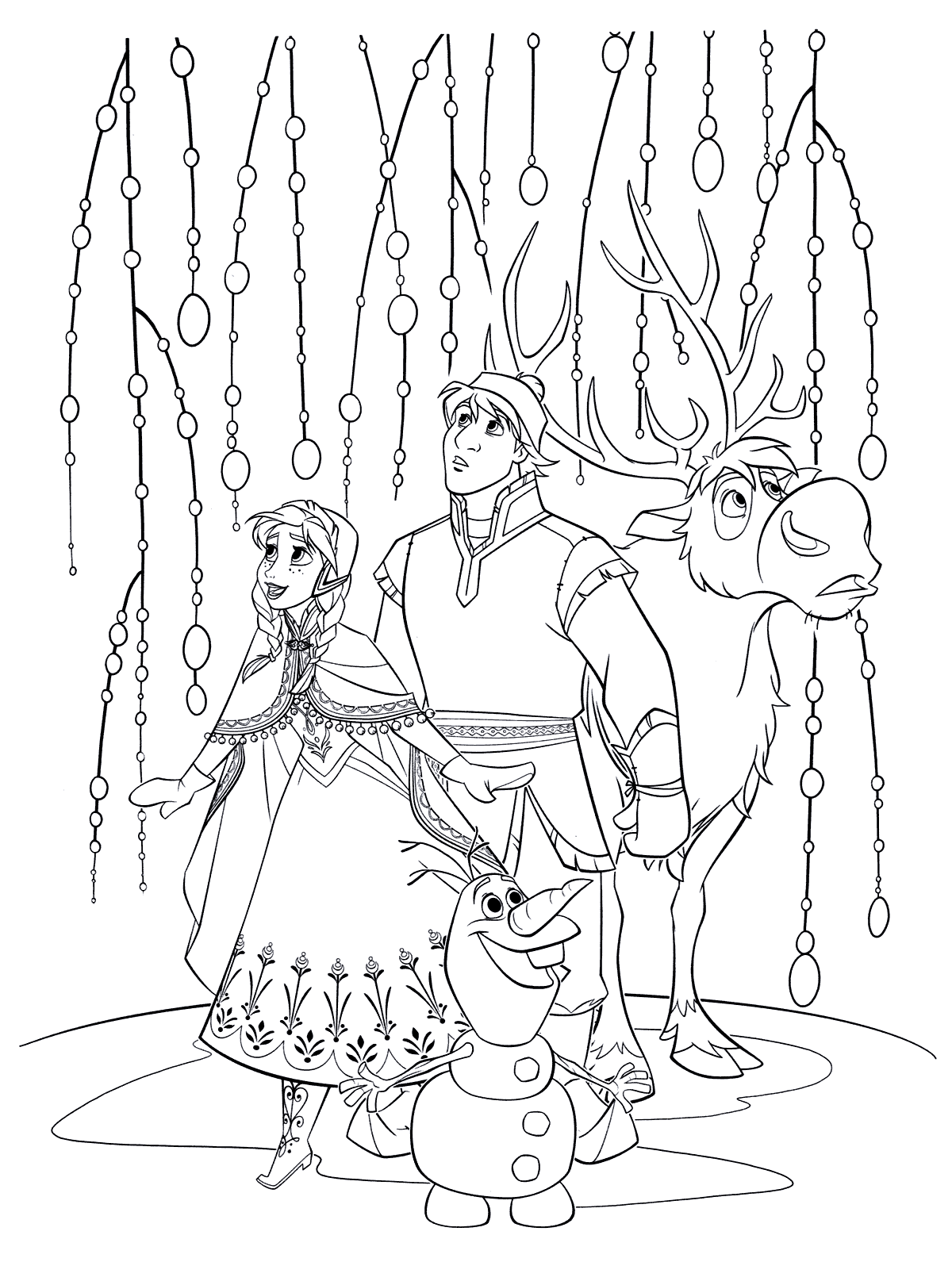 Coloring page - Anna and Kristoff