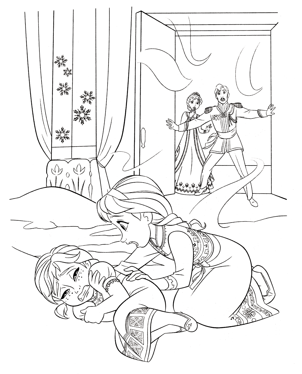Download Coloring page - Elsa helps Anna