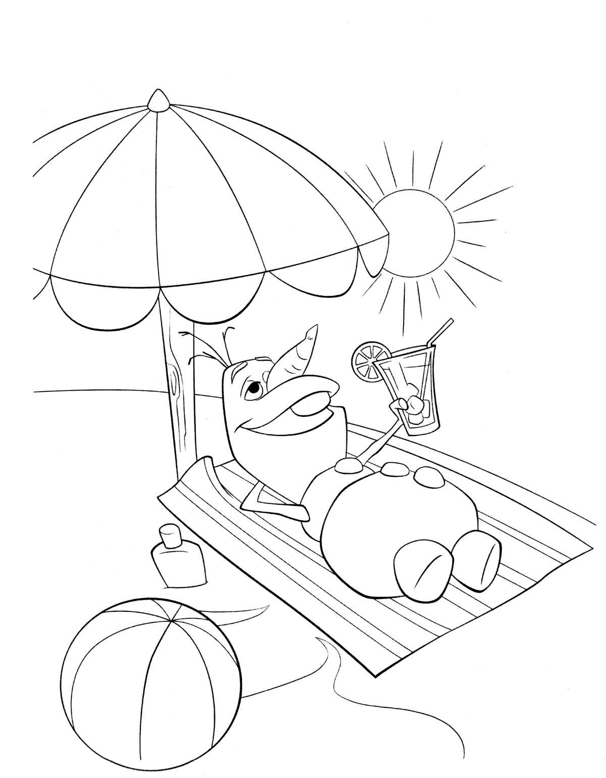 Coloring page - Olaf and summer