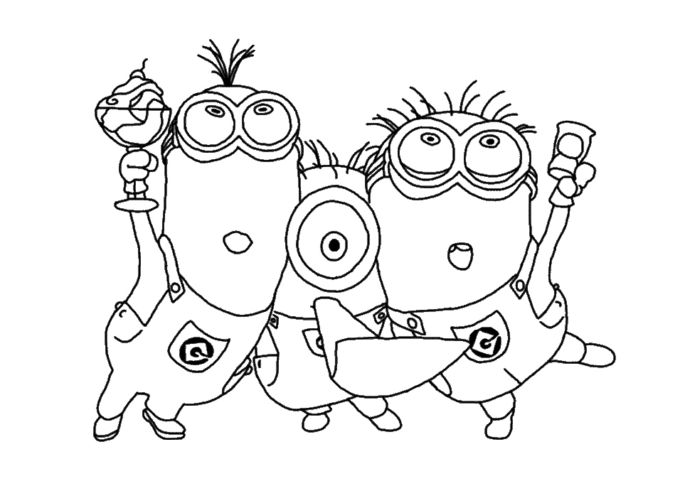 Coloring page - Happy minions
