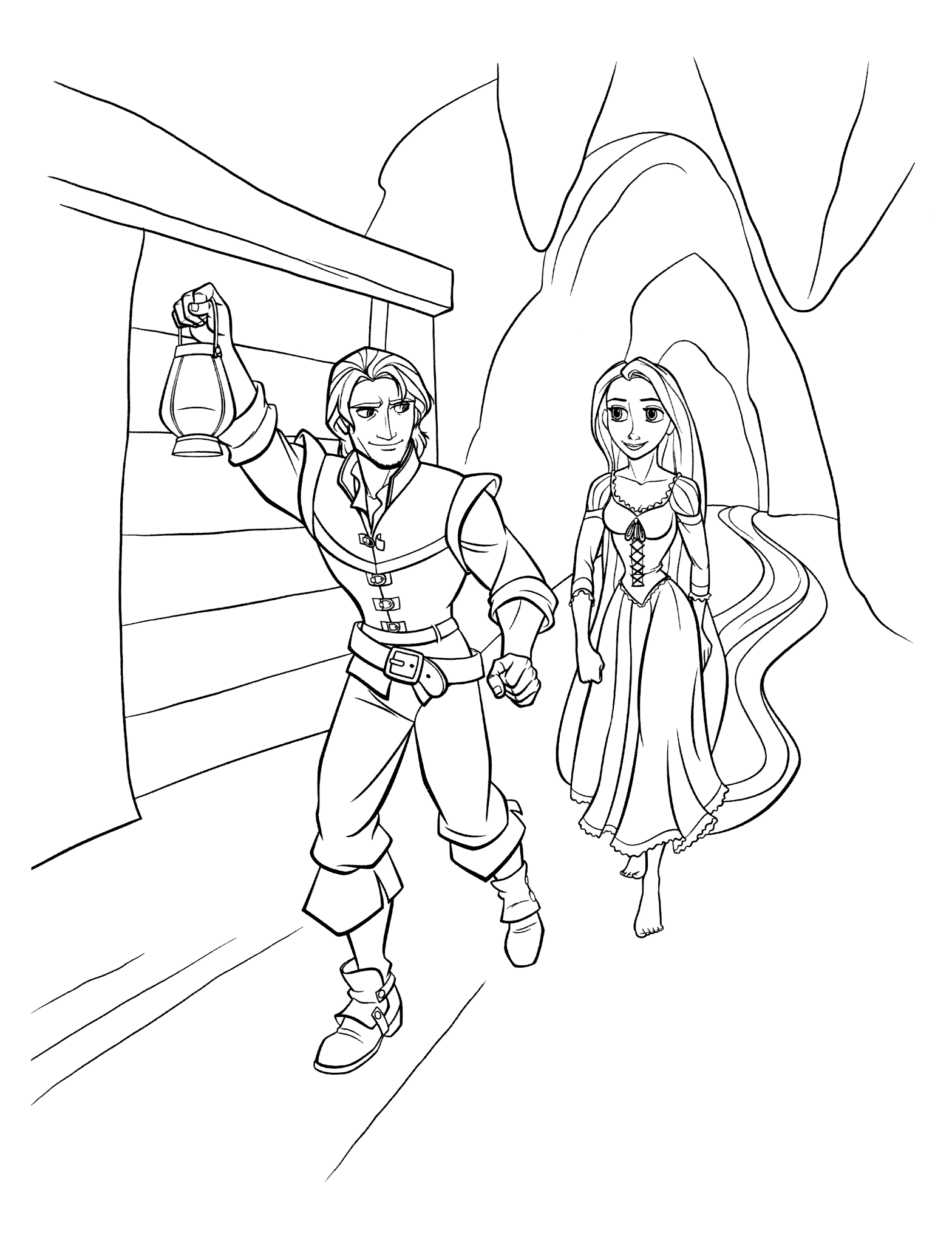 Coloring page - Flynn and Rapunzels Escape