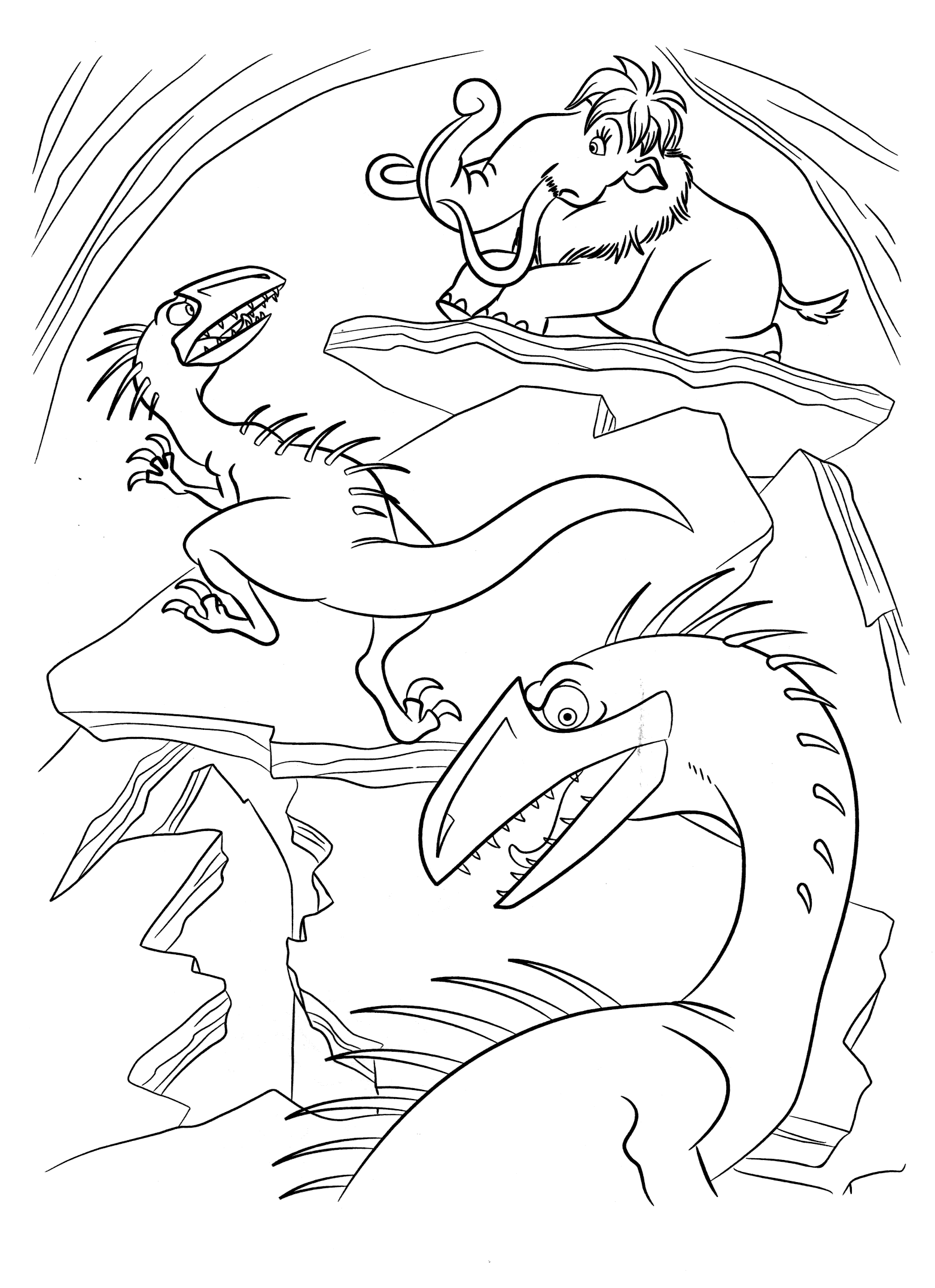 Coloring page - Angry dinosaurs