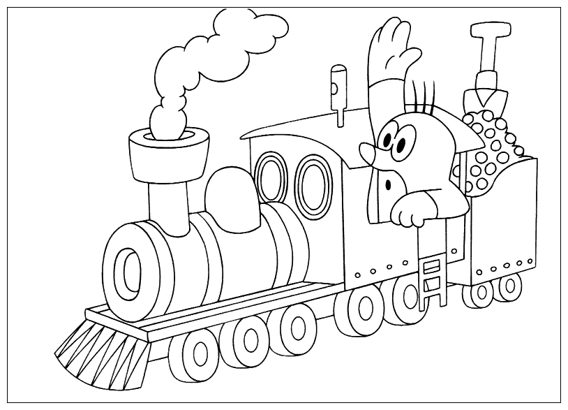 Coloring page - Mole and locomotive