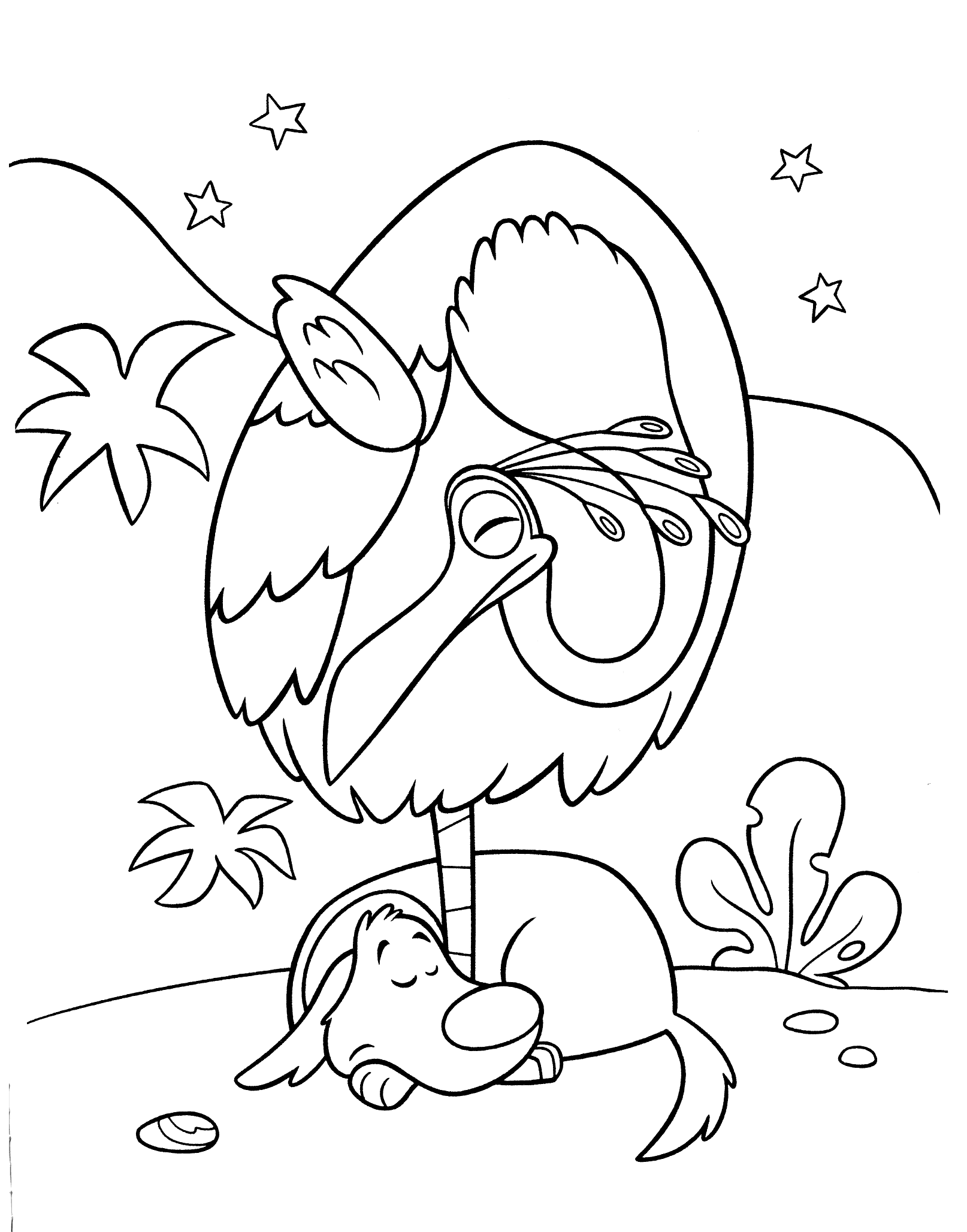 Coloring page - Bird and Dog