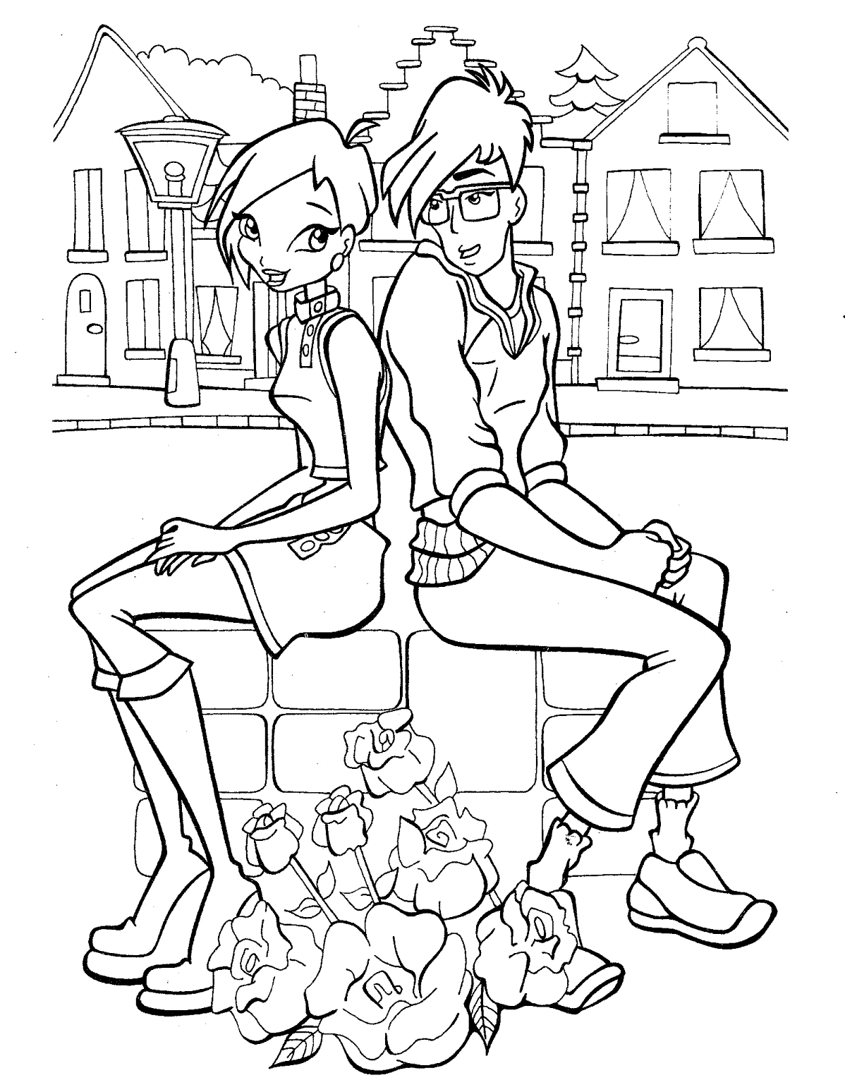 Coloring page - Tecna and Timmy