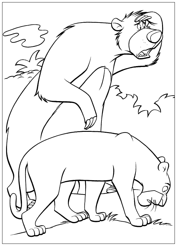 Coloring page - Baloo and Bagheera to find