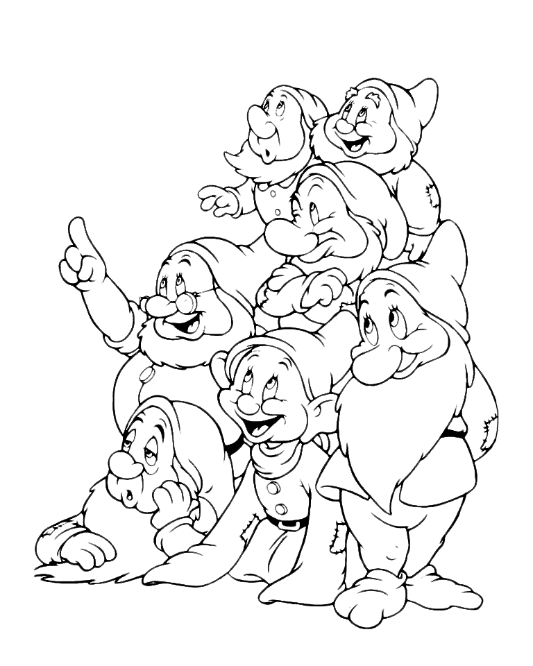 Printable Coloring Page Of Seven Dwarfs 