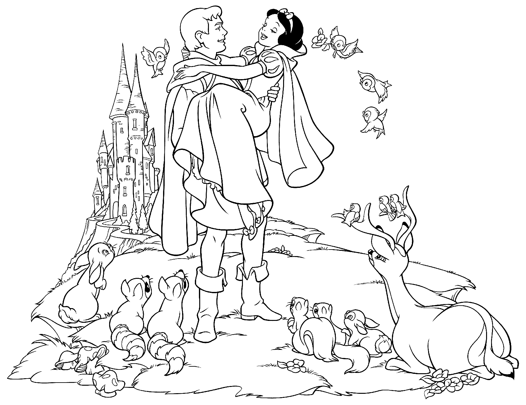 Coloring page - Prince and Snow White get married