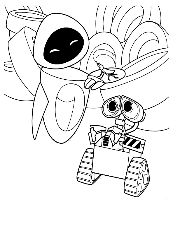 Coloring page - EVE and WALL-E