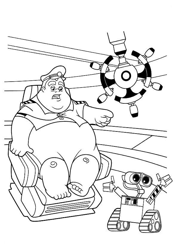 Coloring page - The captain and the WALL-E