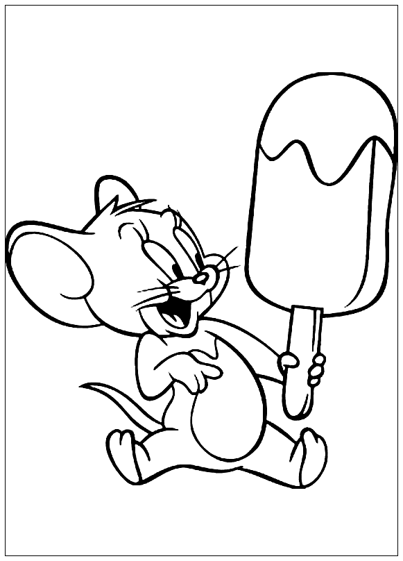 Coloring page - Jerry and popsicle