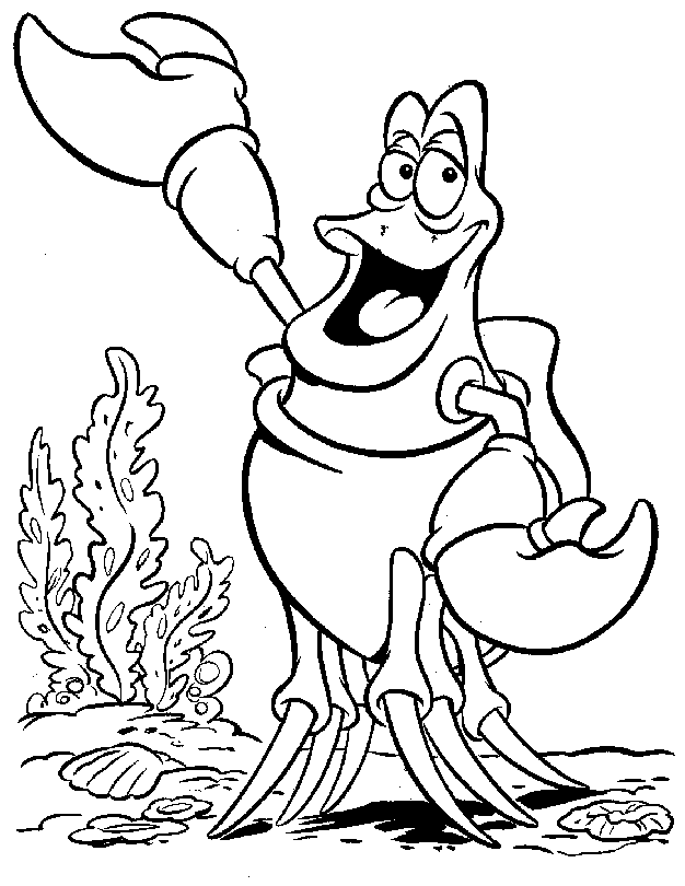 Coloring Page Sebastian The Crab