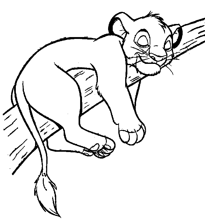 Coloring page - Simba on the tree