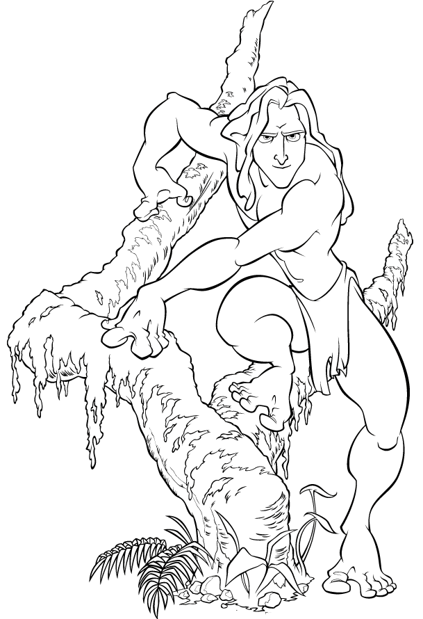 Coloring page - Tarzan in the village