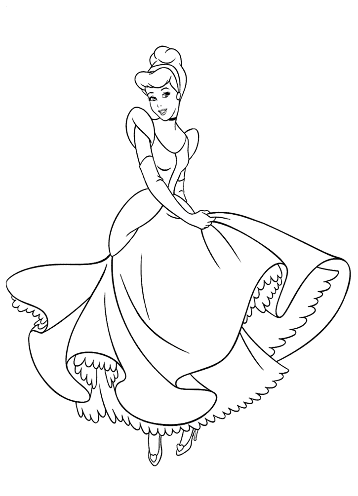 Coloring page - Cinderella in a ball gown