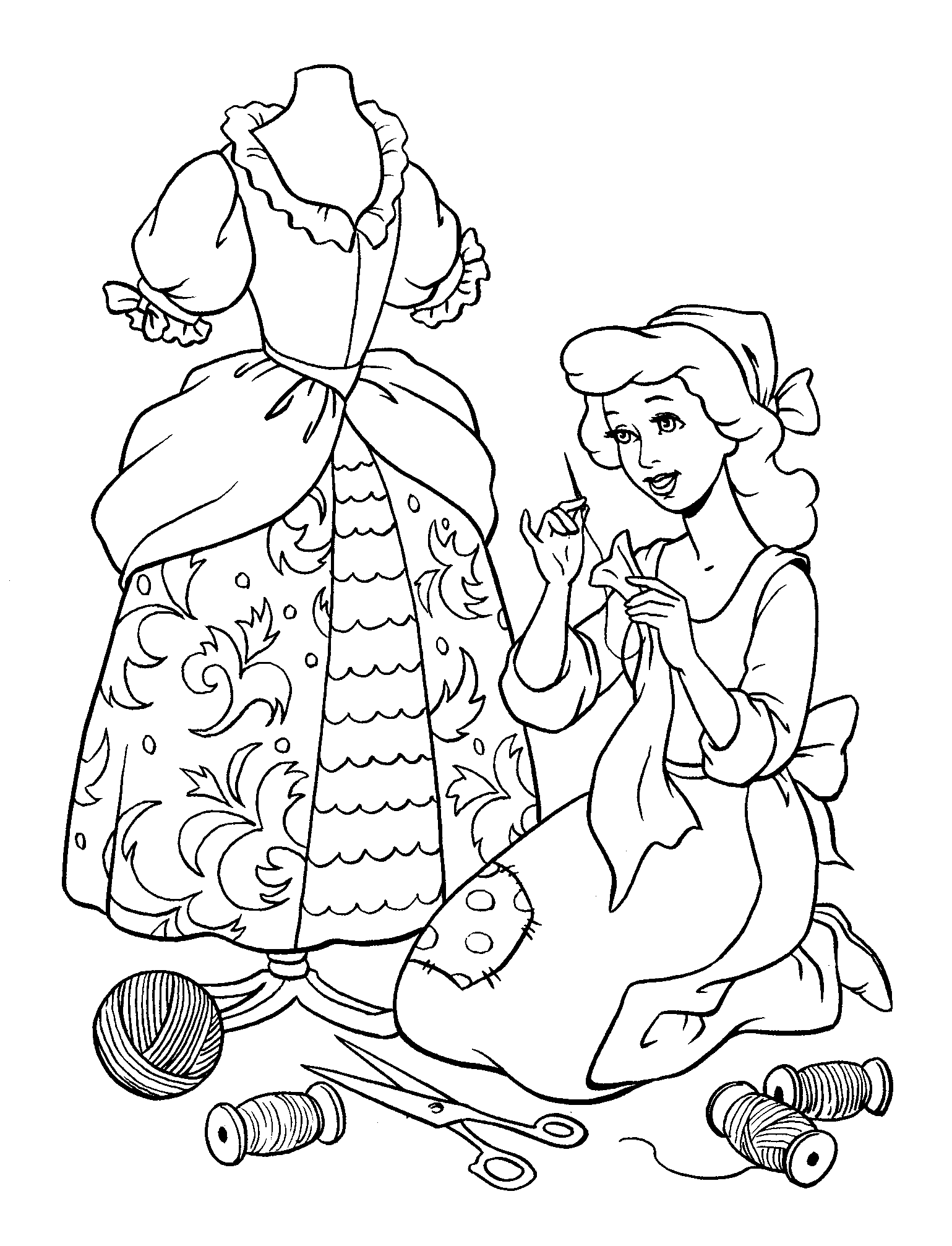 Coloring page - Cinderella dress sews