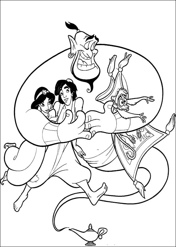 Download Coloring page - Ginny, Aladdin and Jasmine