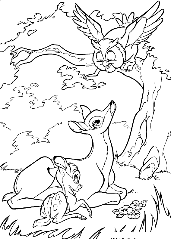 Coloring page - Bambi and his mother